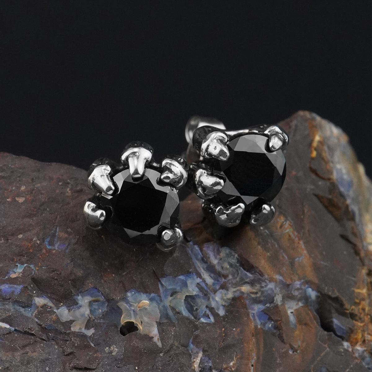 Black Stone Stud Earrings