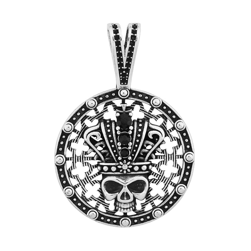 Skull Crown Black Stone Pendant