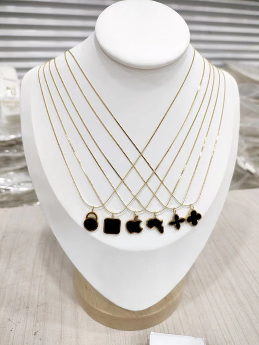 Stainless steel Necklaces Karat gold electroplate epoxy simple mini style