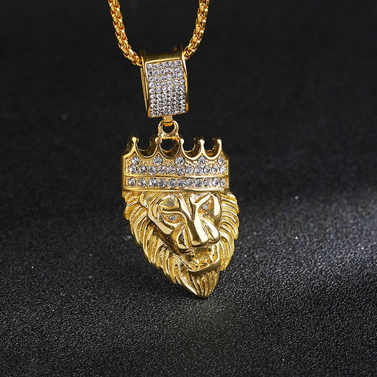 Lion Head Pendants Animal CZ