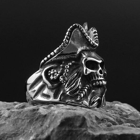 Stainless Steel Punk Captain Pirate Skulls Rings