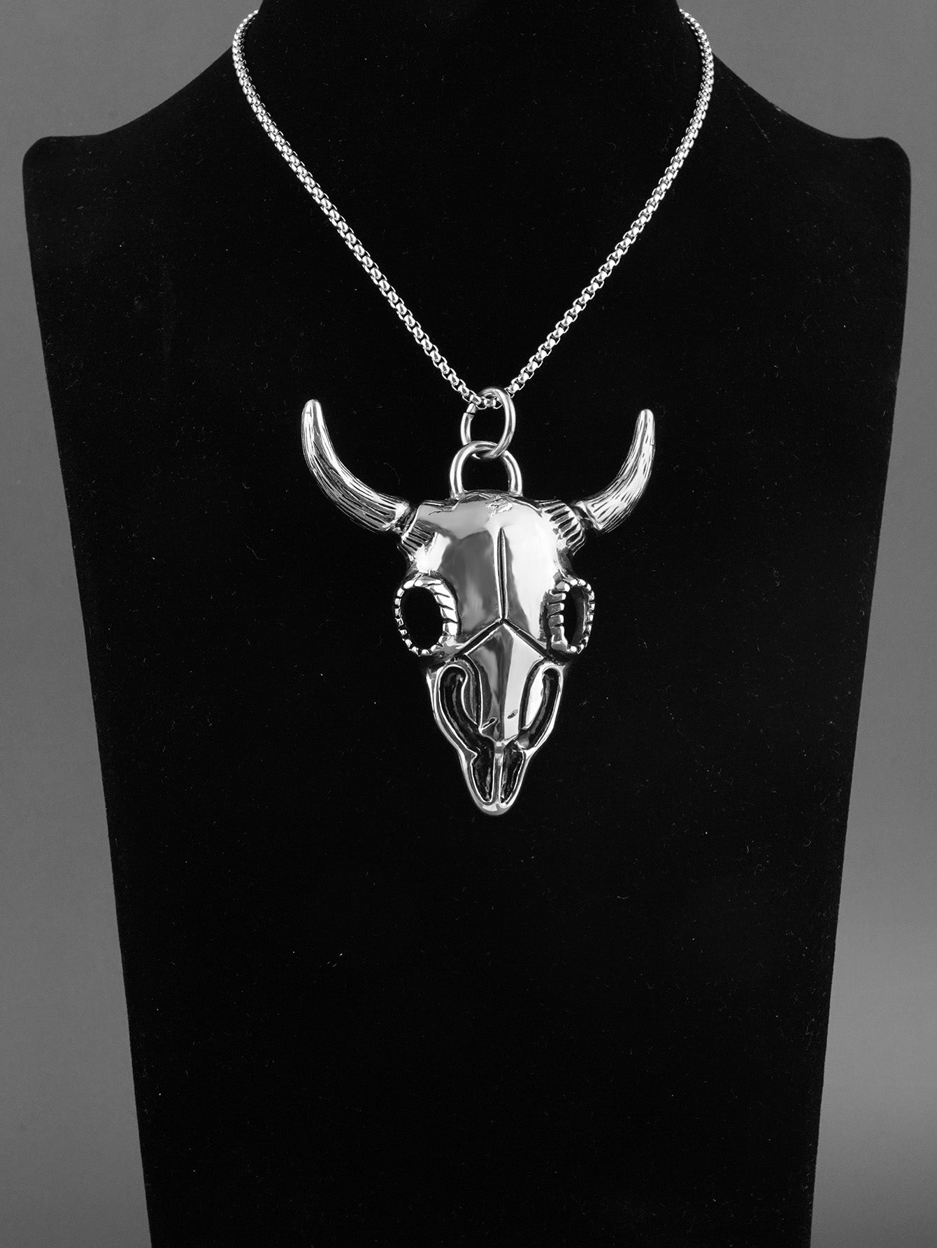 Gothic Stainless Steel Bull Head Pendant