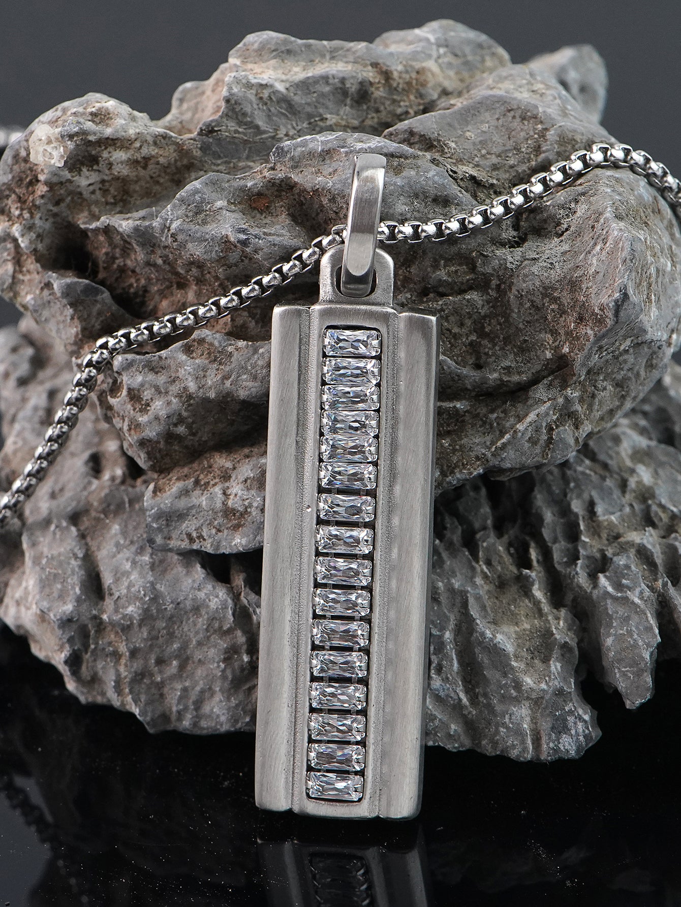 Rectangle With CZ Pendant