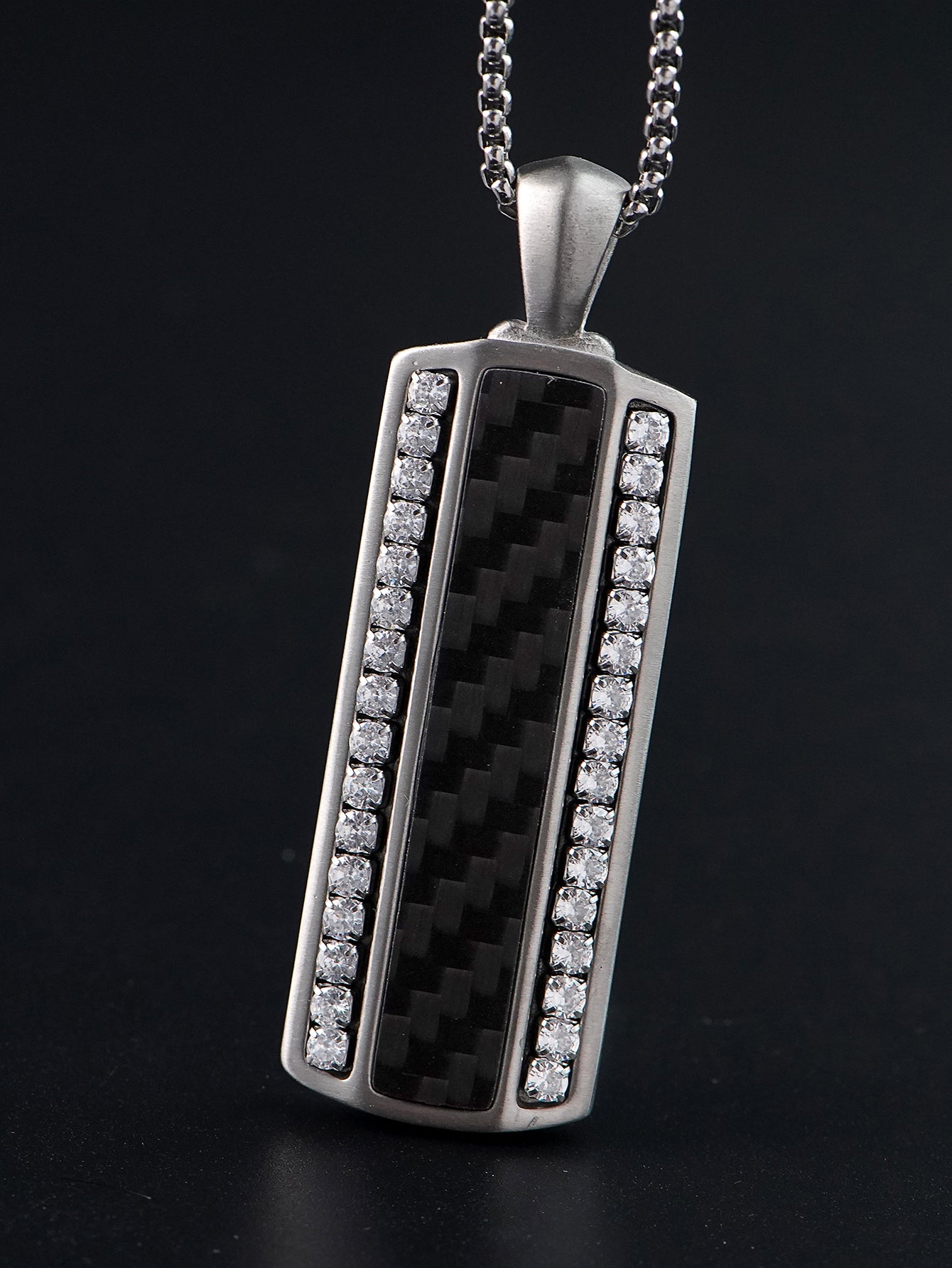 Two Sides CZ Rectangle Pendant