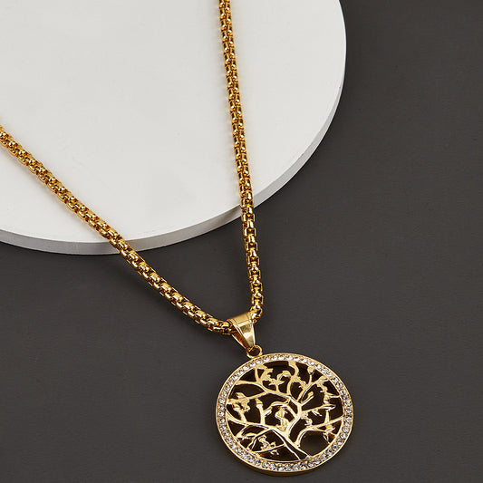 Tree of Life Gold Plated Circle Pendants