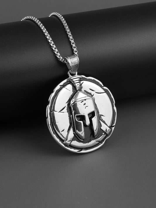 Warrior Helmet Circle Pendant