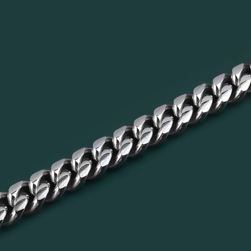 Polished Stainless Steel Cuban Bracelet Cross