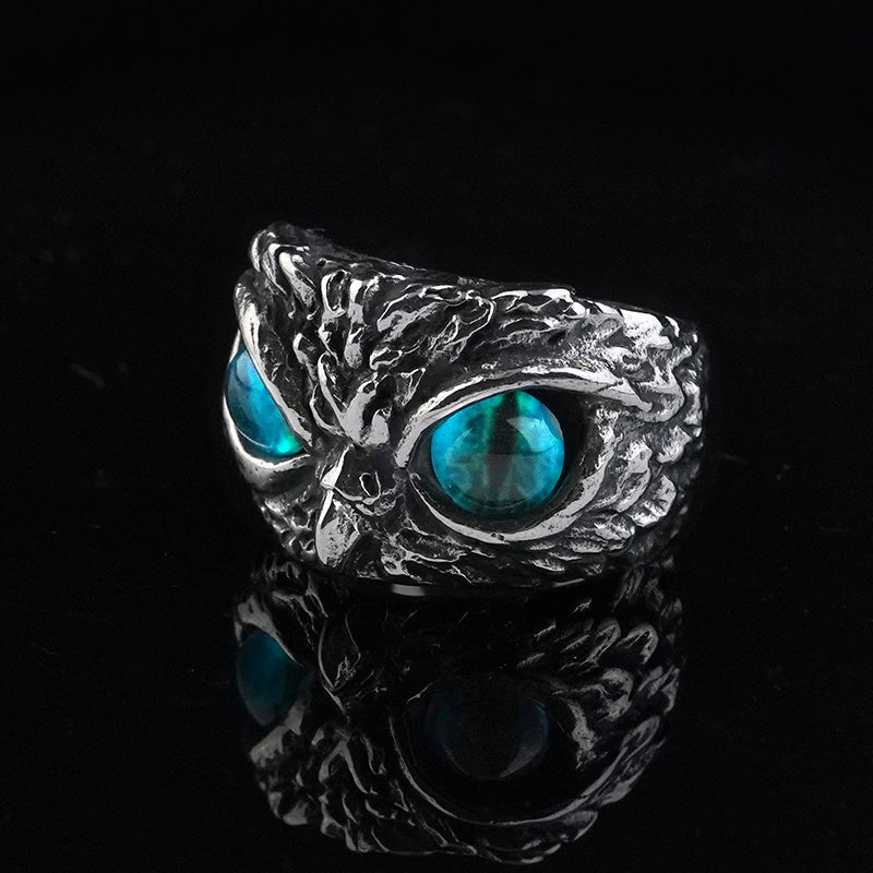 Blue Eyes Owl Ring