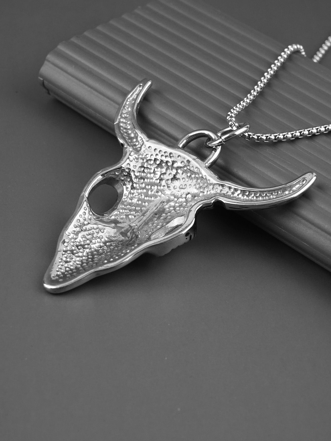 Gothic Stainless Steel Bull Head Pendant