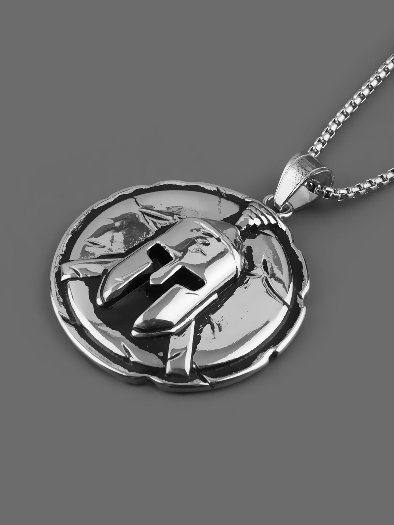 Warrior Helmet Circle Pendant