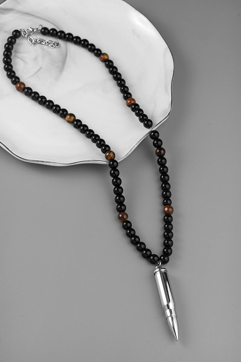 Bullet Black Beads Necklace