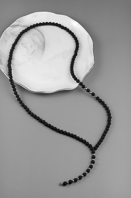 Black Rough Beads Necklaces