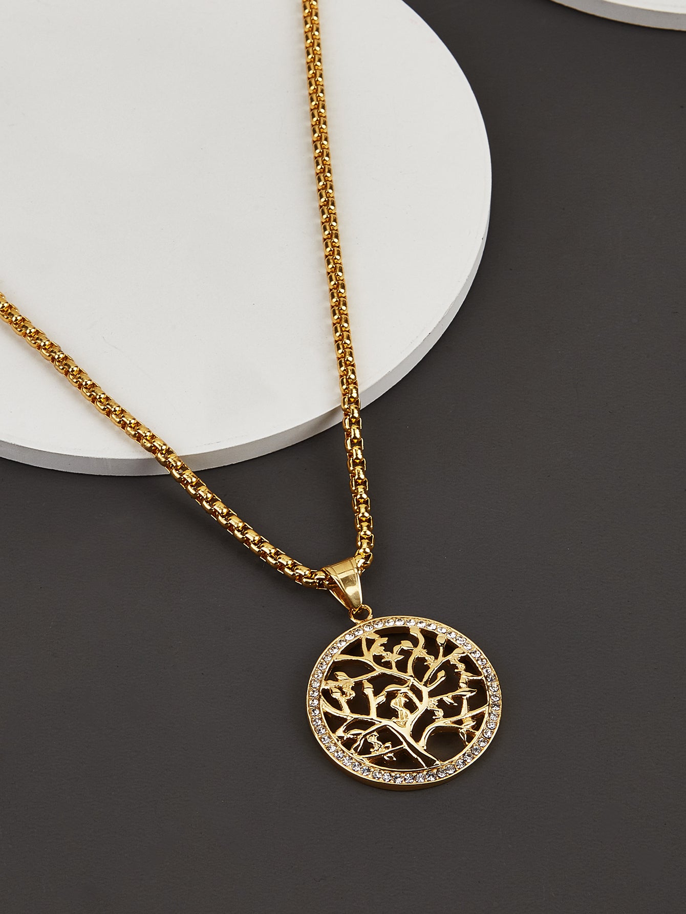 Tree of Life Gold Plated Circle Pendants