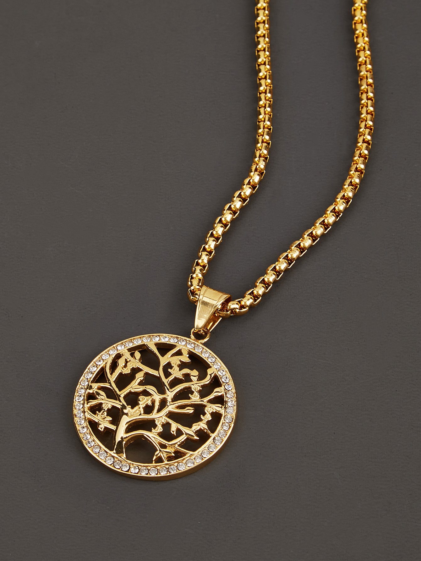 Tree of Life Gold Plated Circle Pendants