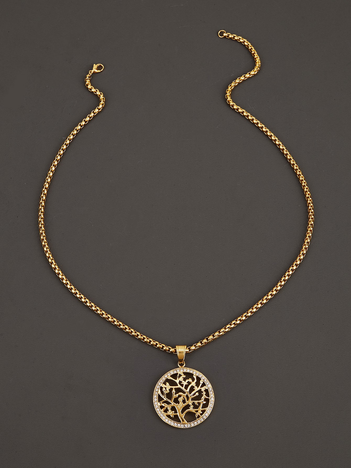 Tree of Life Gold Plated Circle Pendants